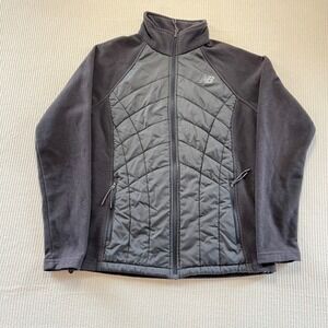 New Balance Womens Fleece Jacket Quilted Full Zip Gray size medium
